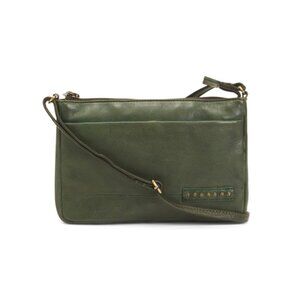 RIVIT Khaki Leather Small Stud Details Crossbody